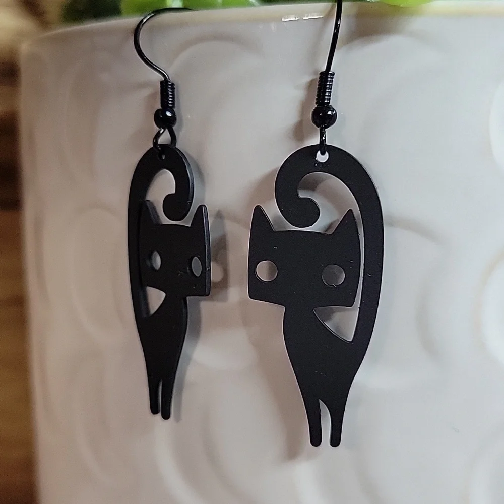 Black Cat Silhouette Earrings